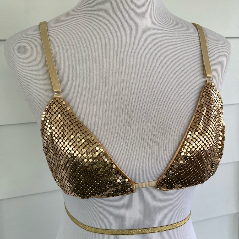 Gold beaded bra Small